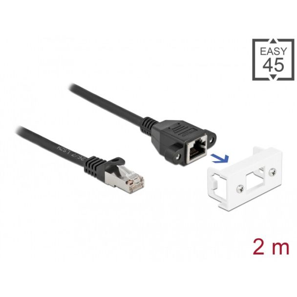 DeLOCK Cavo di estensione di rete per Easy 45 Modulo S/FTP RJ45 maschio per RJ45 femmina Cat.6A 2 m nero