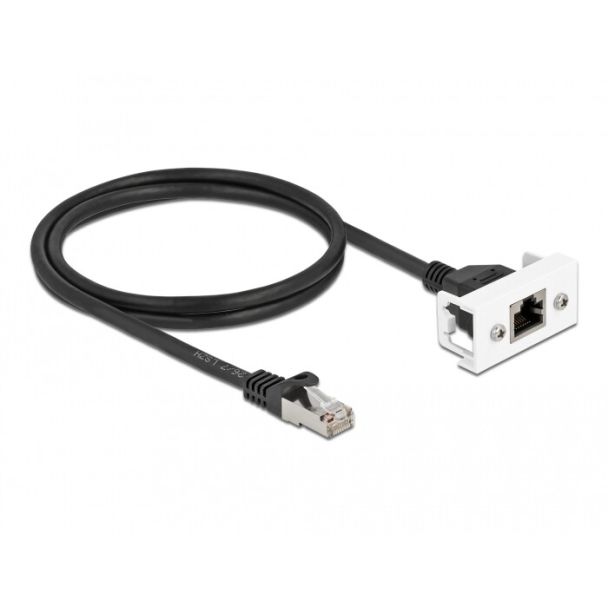 DeLOCK Network Extension Cable for Easy 45 Module S/FTP RJ45 plug to RJ45 jack Cat.6A 1 m black