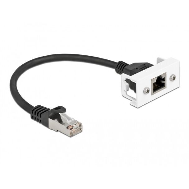 DeLOCK Network Extension Cable for Easy 45 Module S/FTP RJ45 plug to RJ45 jack Cat.6A 25 cm black