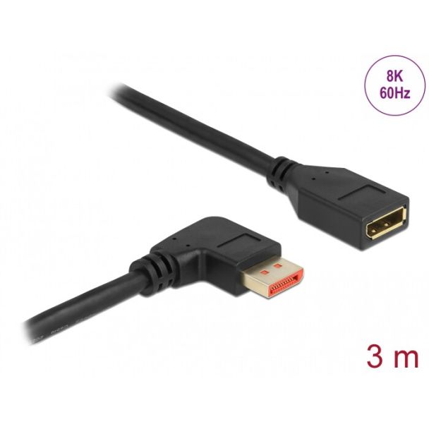 DeLOCK Cavo prolunga DisplayPort maschio 90° destra ad angolo a femmina 8K 60 Hz 3 m