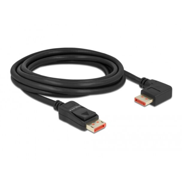 DeLOCK DisplayPort cable male straight to male 90° right angled 8K 60 Hz 3 m