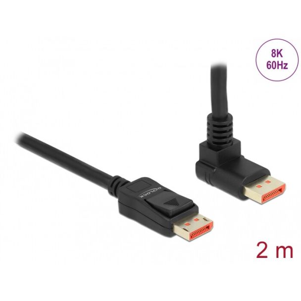 DeLOCK Cavo DisplayPort da maschio diritto a maschio 90° angolato vers l'alto 8K 60 Hz 2 m