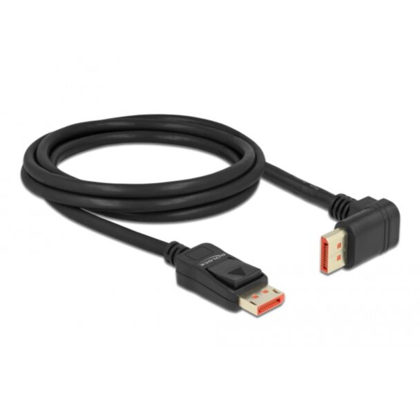 DeLOCK DisplayPort cable male straight to male 90° upwards angled 8K 60 Hz 2 m
