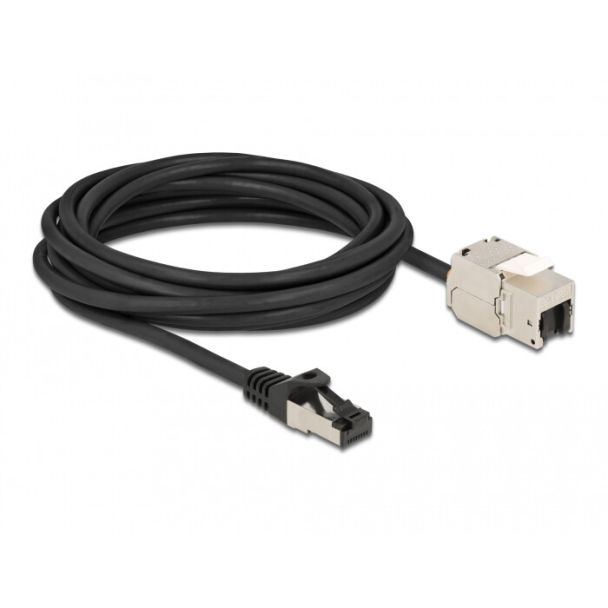 DeLOCK Cavo RJ45 maschio a modulo Keystone RJ45 femmina Cat.6A 5 m nero