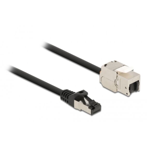 DeLOCK Cable RJ45 plug to Keystone Module RJ45 jack Cat.6A 2 m black