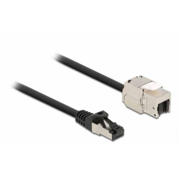 DeLOCK Cable RJ45 plug to Keystone Module RJ45 jack Cat.6A 1 m black