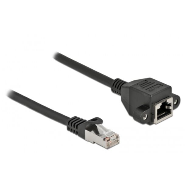 DeLOCK Network Extension Cable S/FTP RJ45 plug to RJ45 jack Cat.6A 50 cm black