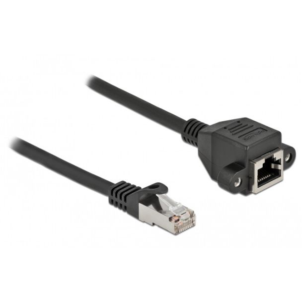 DeLOCK Network Extension Cable S/FTP RJ45 plug to RJ45 jack Cat.6A 25 cm black