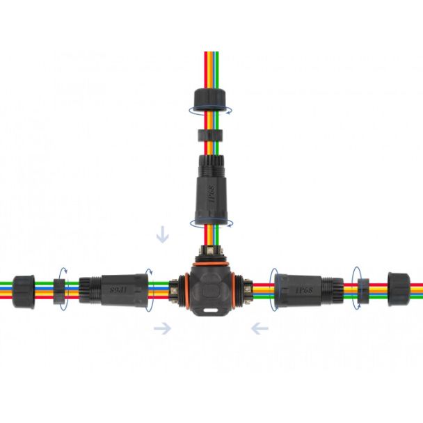 DeLOCK Connettore per cavo per esterno a 5 pin, IP68 impermeabile, avvitabile, diametro cavo 4,5 - 7,5 mm nero