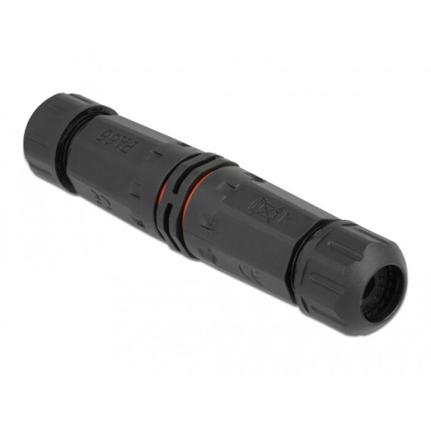 DeLOCK Cable connector for outdoor 2 pin, IP68 waterproof, screwable, cable diameter 4.5 - 7.5 mm black