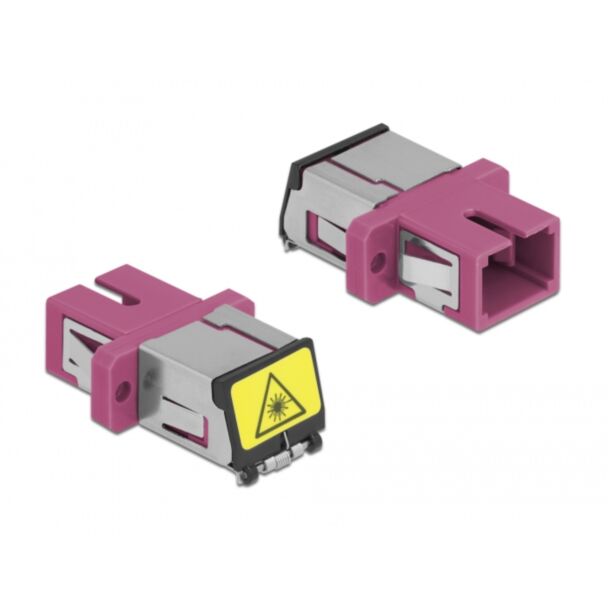DeLOCK Optical Fiber Coupler with laser protection flip SC Simplex female to SC Simplex female Multi-mode violet