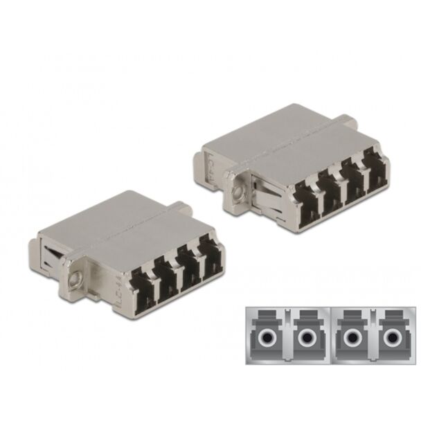 DeLOCK Accoppiatore in fibra ottica LC Quad femmina per LC Quad femmina monomodale metallo