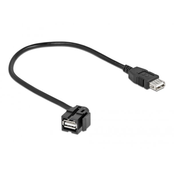 DeLOCK Keystone Module USB 2.0 A female 110° > USB 2.0 A female with cable black
