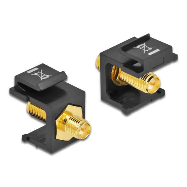 DeLOCK Keystone Module RP-SMA female > RP-SMA female black