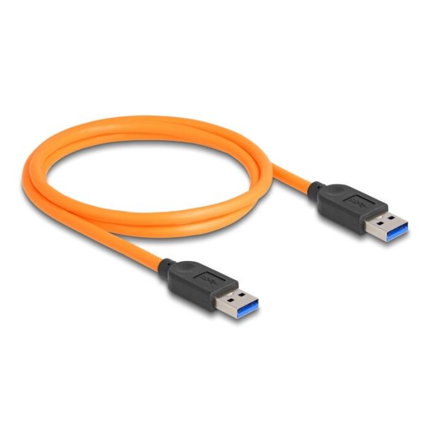 DeLOCK Cavo USB 5 Gbps da USB Tipo-A maschio per USB Tipo-A maschio per riprese in tethering da 1 m arancione