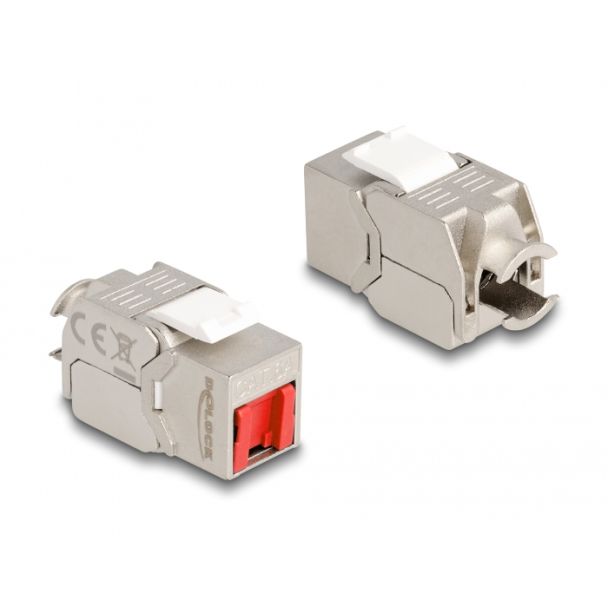 DeLOCK Modulo Keystone RJ45 femmina per LSA Cat.6A senza fili con protezione antipolvere rossa