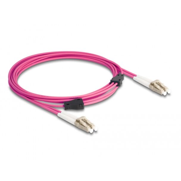 DeLOCK Fiber Optical Cable with metal armouring LC Duplex to LC Duplex Multi-mode OM4 3 m