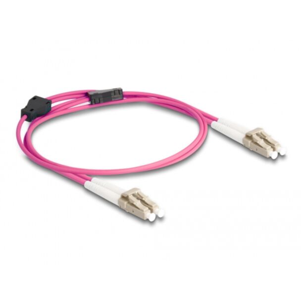 DeLOCK Fiber Optical Cable with metal armouring LC Duplex to LC Duplex Multi-mode OM4 1 m