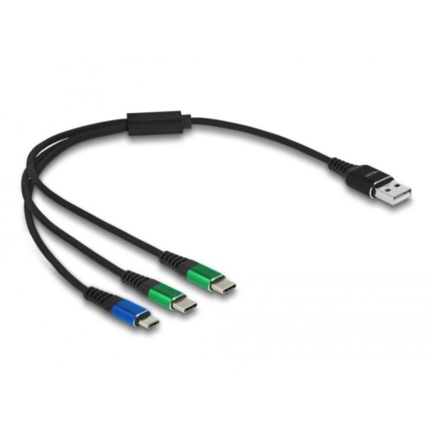DeLOCK Cavo di ricarica USB 3 in 1 Tipo-A a Micro USB / 2 x USB Type-C da 30 cm
