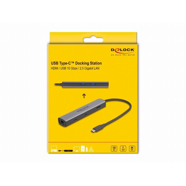 DeLOCK Docking station USB 40 Gbps USB Type-C 8K - HDMI / USB 10 Gbps / 2,5 Gigabit LAN / PD 3.0 100 W