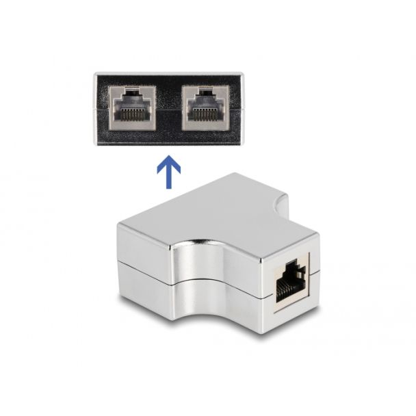 DeLOCK RJ45 Splitter / T Adapter 1 x RJ45 jack to 2 x RJ45 jack Cat.5e STP