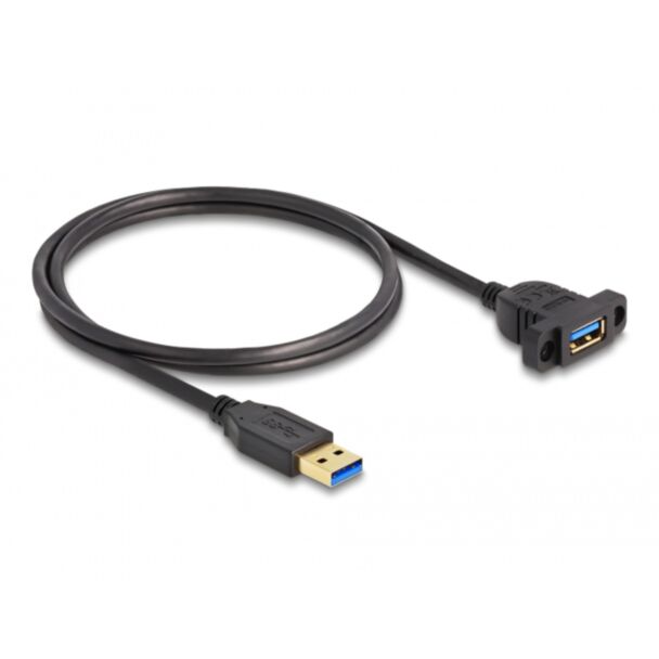 DeLOCK SuperSpeed USB 5 Gbps (USB 3.2 Gen 1) Cable USB Type-A male to female 1 m panel-mount black