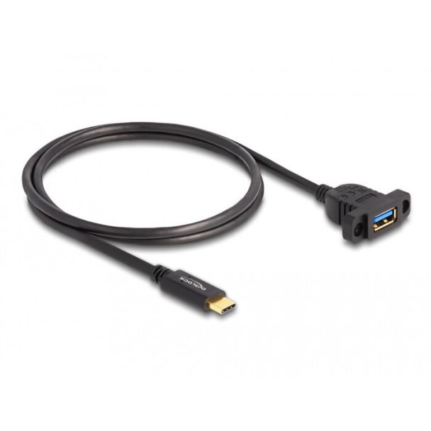 DeLOCK SuperSpeed USB 10 Gbps (USB 3.2 Gen 2) Cavo USB Type-C maschio per USB Tipo-A femmina da 1 m a pannello nero