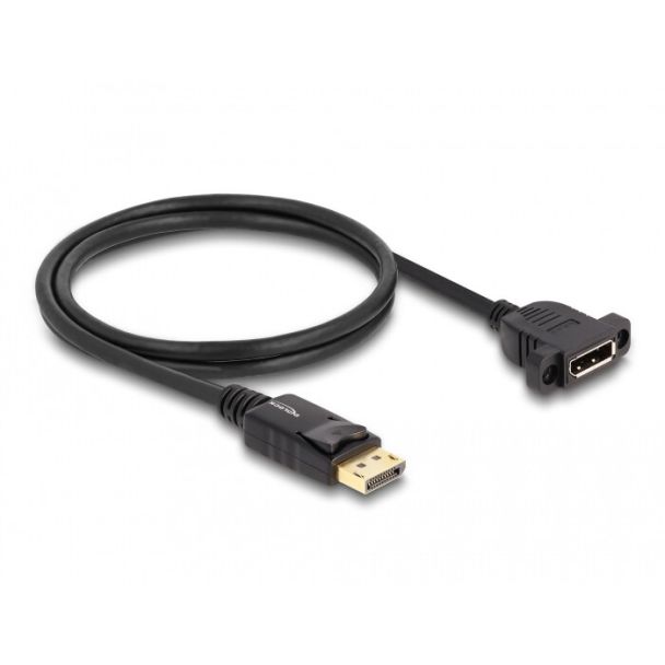 DeLOCK DisplayPort 1.4 Cable 8K 30 Hz male to female 1 m panel-mount black
