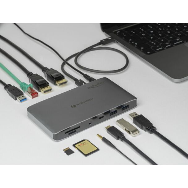 DeLOCK Thunderbolt 3 Docking Station 8K - Doppio DisplayPort / USB / LAN / SD / Audio / PD 3.0