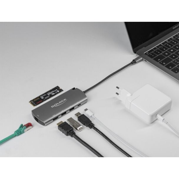 DeLOCK Docking Station USB Type-C con slot M.2 - 4K HDMI / USB / LAN / PD 3.0