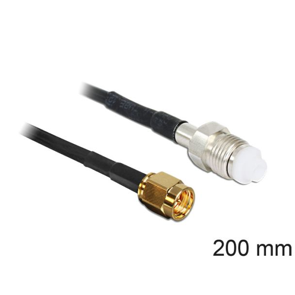 DeLOCK 88596 coaxial cable RG-174 0.2 m SMA FME Black