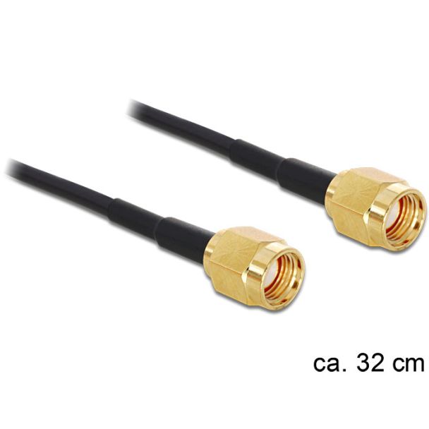 DeLOCK 88475 coaxial cable 0.32 m RP-SMA Gold, Black