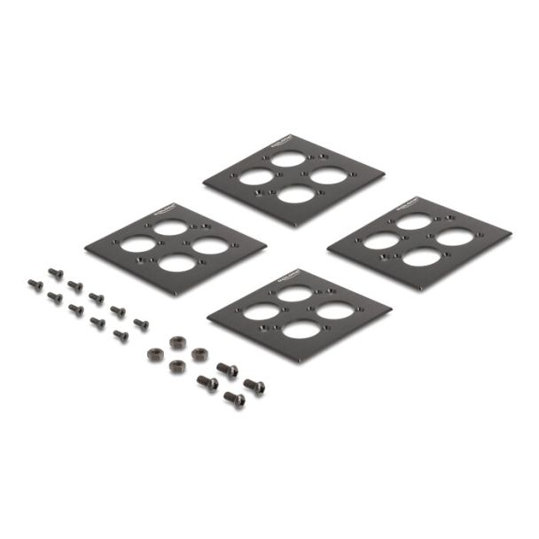 DeLOCK Pannello patch Tipo-D da 19″ con 4 piastre Tipo-D 86 x 86 mm e 4 porte 2U nero
