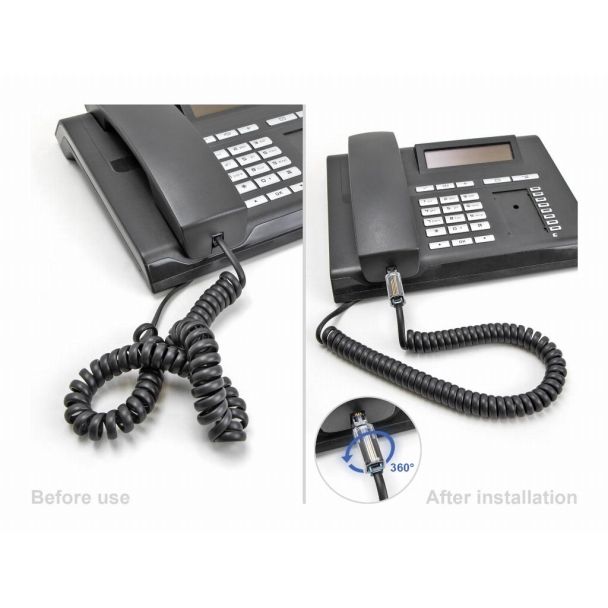 DeLOCK Cavo telefonico Adattatore antitorsione da RJ10 maschio per RJ10 femmina trasparente / nero