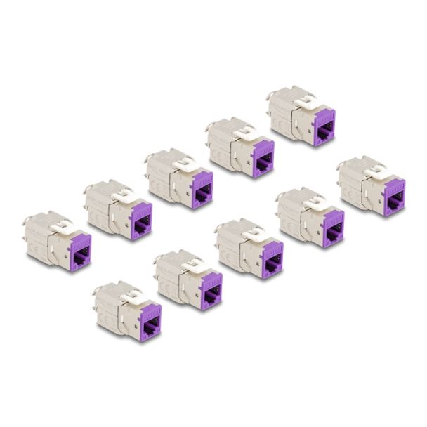 DeLOCK Modulo Keystone RJ45 femmina a LSA Cat.6A non richiede attrezzi viola set da 10 pezzi