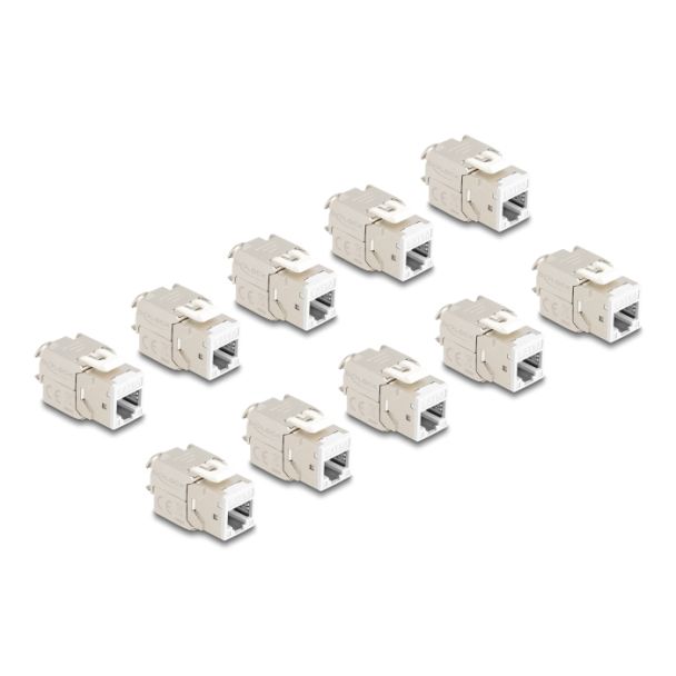 DeLOCK Keystone Modul RJ45 jack to LSA Cat.6A toolfree white set 10 pieces