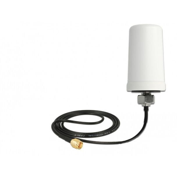 DeLOCK WLAN 802.11 ac/a/h/b/g/n Antenna SMA plug 1.4 - 3.0 dBi omnidirectional with connection cable ULA100 1 m white outdoor