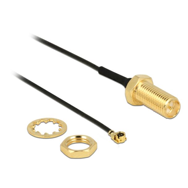 DeLOCK 89471 cavo coassiale 0,1 m RP-SMA MHF/ U.FL-LP-068 Nero