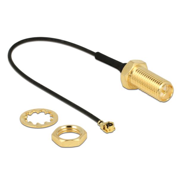DeLOCK 89471 cavo coassiale 0,1 m RP-SMA MHF/ U.FL-LP-068 Nero