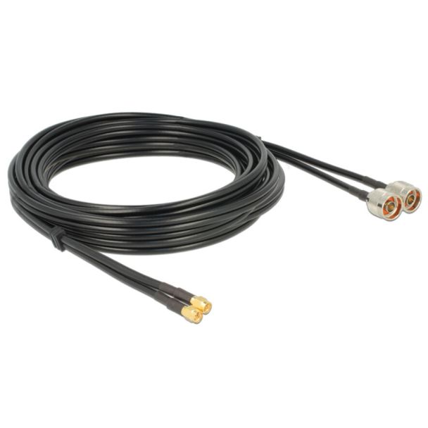 DeLOCK 89468 cavo coassiale RG-58 10 m 2 x N plug 2 x SMA plug Nero