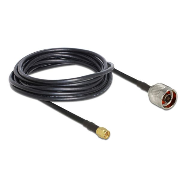 DeLOCK 89465 coaxial cable RG-58 5 m N plug SMA plug Black