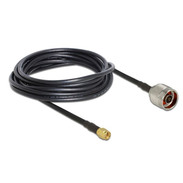 DeLOCK 89465 cavo coassiale RG-58 5 m N plug SMA plug Nero