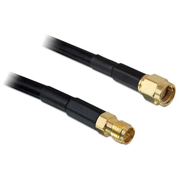 DeLOCK 15m CFD200 coaxial cable RP-SMA Black