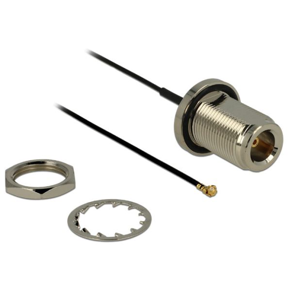 DeLOCK 0.13m N/MHF U.FL coaxial cable RF 1.37 MHF/U.FL Black, Silver