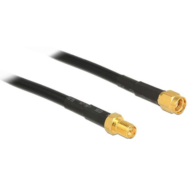 DeLOCK 1m CFD200 coaxial cable RP-SMA Black