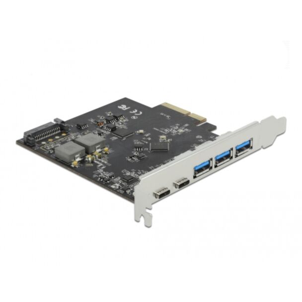 DeLOCK Scheda PCI Express x4 per 2 x USB Type-C + 3 x USB Tipo-A - SuperSpeed USB 10 Gbps
