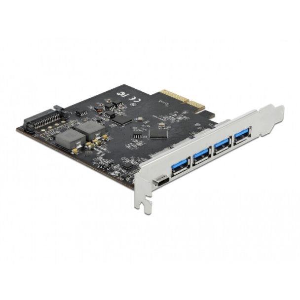 DeLOCK PCI Express x4 Card to 1 x USB Type-C + 4 x USB Type-A - SuperSpeed USB 10 Gbps