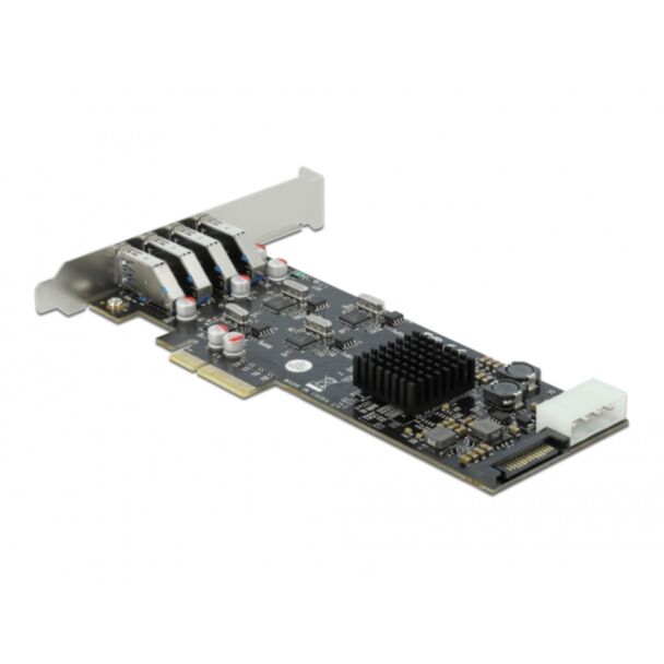 DeLOCK Scheda PCI Express x4 per 4 x SuperSpeed USB 5 Gbps (USB 3.2 Gen 1) USB Tipo-A femmina esterno Quad Channel - Fattore di forma a basso profilo