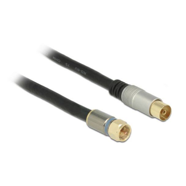 DeLOCK 88962 cavo coassiale RG-6/U 5 m F plug IEC Nero