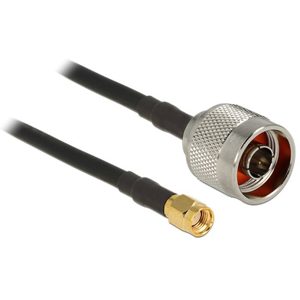 DeLOCK 88937 coaxial cable CFD200 0.5 m RP-SMA Black